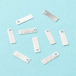 Посеребрённый Латунные подвески, долговечный, без кадмия и без свинца, прямоугольные, 925 серебро покрытием, 10x3x0.2 мм, отверстие : 1.2 мм