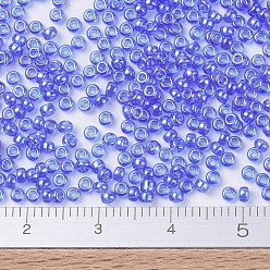 (RR175) Transparent Sapphire Luster MIYUKI Round Rocailles Beads, Japanese Seed Beads, (RR175) Transparent Sapphire Luster, 11/0, 2x1.3mm, Hole: 0.8mm, about 1100pcs/bottle, 10g/bottle