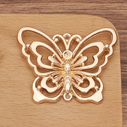 Light Gold Сплавочные подвески для размещения стразов, бабочка, золотой свет, 37x46 мм
