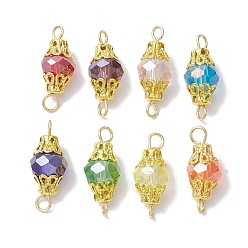 Золотой Стекло смешанного цвета с железным соединительным звеном, круглые, золотые, 18.5x7.5 мм, отверстие : 2 мм, 8 шт / комплект