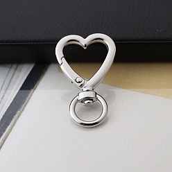 Platine Fermoirs pivotants en alliage de cœur, platine, 42x26mm, Trou: 11mm