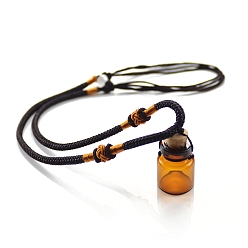 Кокосово-Коричневый Стеклянные ожерелья в виде флаконов духов, регулируемые шнуры ожерелья для женщин и мужчин, кокосового коричневый, Бутылка: 26x16 мм
