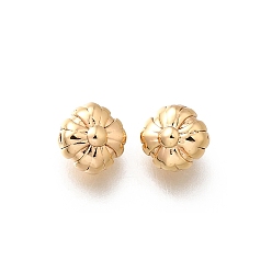 Настоящее золото 18K Латунные бусины, без кадмия, без никеля и без свинца, цветок, реальный 18 k позолоченный, 6.5x6.5x4.5 мм, отверстие : 0.8 мм