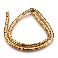 с Золотистым Покрытием Гальванизировать немагнитных синтетический гематит нитей бисера, полированный, волна, с золотым покрытием, 5.5x4x3 мм, отверстие : 1 мм, около 120~122 шт / нитка, 15.7 дюйм ~ 16.1 дюйм (40~41 см)