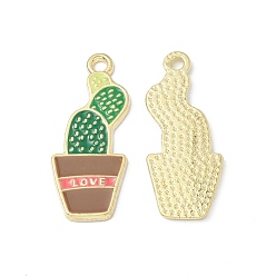 Верблюжий Подвески из эмали и сплава, кактус со словом любовь очарование, золотые, верблюжие, 27x11x1.3 мм, отверстие : 1.8 мм