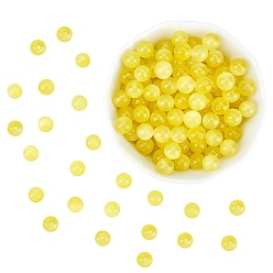 Amarillo Cuentas de ojo de gato arricraf, rondo, amarillo, 7.5~8 mm, agujero: 1 mm, aproximadamente 14~14.5 pulgada / hebra, sobre 48~50 unidades / cadena, 3 hebras / caja