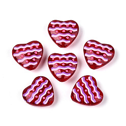 Орхидея Прозрачные стеклянные бусины, сердце со стержнем, с эмалью, сиреневые, 19~20x20.5x8.5~9 мм, отверстие : 1~1.2 мм