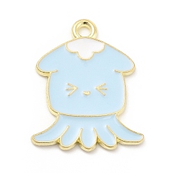 Cuttlefish Эмалевые подвески из сплава с морскими животными, золотой свет, каракатица, 23x18x1 мм, отверстие : 1.8 мм