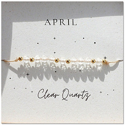 Хрусталь Браслеты из бисера с натуральными камнями для женщин, кристалла кварца, с латунной бисера, внутренний диаметр: 11 дюйм (28 см)