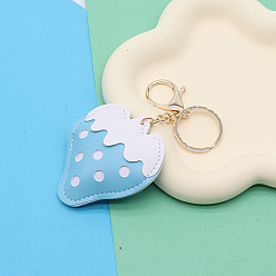 Светло-Голубой Брелок из клубники из искусственной кожи, с железной фурнитурой, для женщин сумки украшения для ключей от машины, Небесно-голубой, 12 см