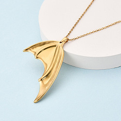 Настоящее золото 18K 304 подвесные из нержавеющей стали ожерелья, рыбий хвост, ионное покрытие (ip), реальный 18 k позолоченный, 17.72~18.11 дюйм (45~46 см)