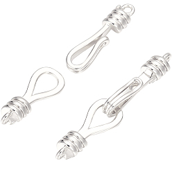 Посеребрённый 10 сумки с латунными крючками и S-образными застежками, 925 серебро покрытием, 32 мм длиной, застежки: 18x4.5x4 мм, отверстие : 1~1.2 мм, подвески: 16x6x4 мм, отверстие : 1~1.2 мм