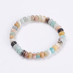 Амазонит Натуральный амазонитовые браслеты простирания, с бусинками из сплава, 2-1/4 дюйм (56 мм)