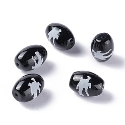 Goddess of Mercy Pattern Тибетского стиля бусы дзи, природных бисера агат, окрашенная и подогревом, овальные, богиня милосердия, 13.5x10 мм, отверстие : 1.2 мм