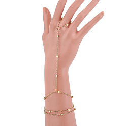 Золотой 4шт. латунные цепочки-спутнички, браслеты-кольца, многорядные браслеты для женщин, золотые, 7 дюйм (17.8 см)