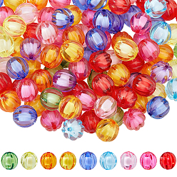 Mixed Color 110Pcs Autumn Theme Transparent Acrylic Beads, Bead in Bead, Round, Pumpkin, Mixed Color, 16mm, Hole: 2mm
