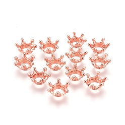 Rose Gold Tibetan Style Alloy Bead Caps, Crown, Rose Gold, 13x6mm, Hole: 6mm