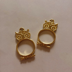 Golden Zinc Alloy Open Back Bezel Pendants, For DIY UV Resin, Epoxy Resin, Pressed Flower Jewelry, Long-Lasting Plated, Owl, Golden, 36x20x3.3mm