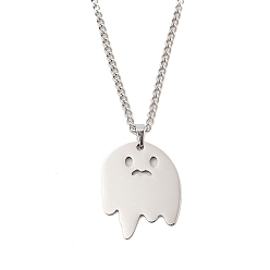 Ghost Антикоррозийные 201 ожерелья из нержавеющей стали с витой цепочкой для женщин, призрак, 23.62 дюйм (60 см), Кулон : 32x26x1.5 мм