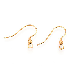 Настоящее золото 18K 925 французские крючки из стерлингового серебра с катушкой и шариком, проволока и бусина с петлями, с печатью s925, реальный 18 k позолоченный, 16~17x16~20x3 мм, отверстие : 1.8 мм, штифты : 0.7 мм, 3 мм диаметром