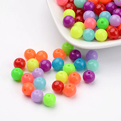 (52) Непрозрачная лаванда Флуоресцентные акриловые бусины, круглые, разноцветные, 8 мм, Отверстие : 1.5 мм , около 1700 шт / 500 г