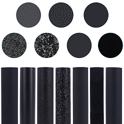 Черный ПВХ искусственная кожа ткань, поделки товары для рукоделия, прямоугольные, чёрные, 330x200x0.5 мм, 7 шт / комплект