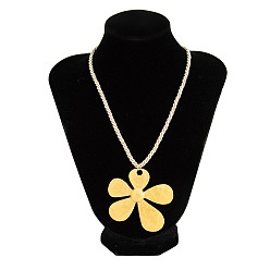 Золотой Женские ожерелья из хлопкового шнура с подвеской в виде цветка из сплава, золотые, 18.50 дюйм (47 см), Кулон : 65x65 мм