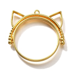 Золотой Подвесные подвески из сплава, для diy уф смолы, эпоксидная смола, без кадмия, без никеля и без свинца, форма кошки, золотые, 32x33x3.5 мм, отверстие : 1.5 мм