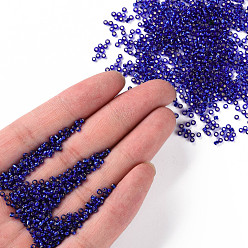 Midnight Blue 12/0 Grade A Round Glass Seed Beads, Silver Lined, Midnight Blue, 12/0, 2x1.5mm, Hole: 0.3mm, about 30000pcs/bag