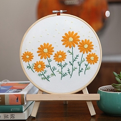 Цветок Стартовые наборы для вышивки своими руками, включая ткань для вышивания и нитки, игла, пяльцы, инструкция, цветок, 150 мм