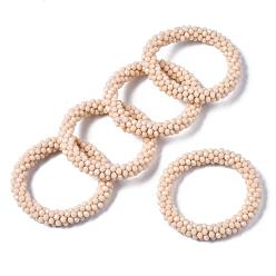 Blanched Almond Faceted Opaque Glass Beads Stretch Bracelets, Torsade Bracelets, Random Color Rope, Rondelle, Blanched Almond, Inner Diameter: 2 inch(5cm)
