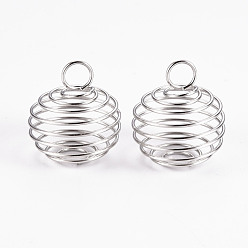 Платина Подвески железной проволоки, спиральные подвески из бисера, круглые, платина, 21x24~26 мм, отверстие : 5 мм