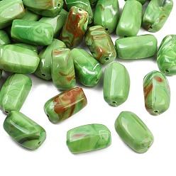 Зеленый лайм Непрозрачные акриловые бусины, имитирующие драгоценные камни, Twist колонки, два тона, зеленый лайм, 25x14x14 мм, отверстие : 2.5 мм, Около 140 шт / 500 г