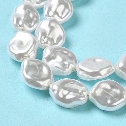 Snow ABS Plastic Imitation Pearl Beads Strands, Nuggest, Snow, 12~12.5x10.5x6mm, Hole: 1.2mm, about 90pcs/strand, 44.29 inch(112.5cm)