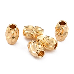Настоящее золото 24K Латунные бусины, долговечный, бочка с волной, реальный 24 k позолоченный, 6x4 мм, отверстие : 1.8 мм