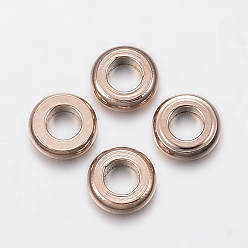 Rose Gold Ion Plating(IP) 304 Stainless Steel Spacer Beads, Donut, Rose Gold, 4x1mm, Hole: 2mm