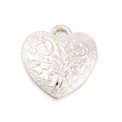Платина Пластмассовые подвески ccb, сердце, цвет никеля, длиной около 20 мм , шириной 18 мм , толщиной 6 мм , отверстие : 3 мм