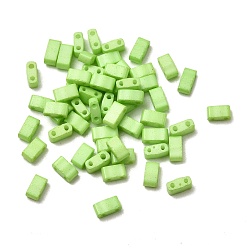 Зеленый 2 Отверстие для выпечки краски стеклянные бусины, прямоугольные, зелёные, 5x2.5x2 мм, отверстие : 0.8 мм