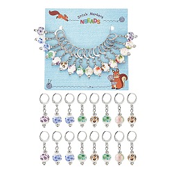 (52) Непрозрачная лаванда Круглые с цветочным узором, фарфоровые керамические подвески ручной работы, маркеры для петель, подвески крючком, маркер с замком и кольцом с подвеской в виде винного бокала, разноцветные, 3.8 см, 8 цветов, 2 шт / цвет, 16 шт / комплект