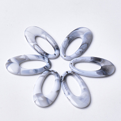 Белый Дым Акриловые подвески, Стиль имитация драгоценных камней, овальные, серый, 47x25x4.5 мм, отверстие : 1.8 мм, Около 170 шт / 500 г