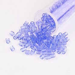 Lilac 11/0 Two Cut Round Hole Glass Seed Beads, Hexagon, Transparent Colours, Lilac, 2x2mm, Hole: 0.5mm, about 41000pcs/pound