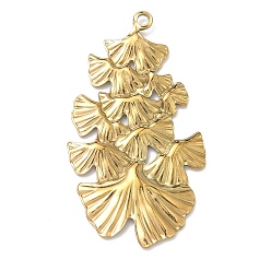 Лист 304 подвески из нержавеющей стали, ионное покрытие (ip), золотые, очарование листа, 49.5x27x2.2 мм, отверстие : 2 мм