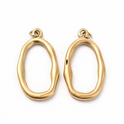 Real 14K Gold Plated Ion Plating(IP) 304 Stainless Steel Pendants, with Jump Ring, Oval, Real 14K Gold Plated, 21.5x12x2mm, Hole: 2mm