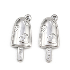 Нержавеющая Сталь Цвет 304 подвески из нержавеющей стали, мороженое прелести, цвет нержавеющей стали, 28x12x4 мм, отверстие : 1.2 мм