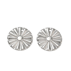 Stainless Steel Color 304 Stainless Steel Pendants, Textured Flat Round Charms, Stainless Steel Color, 18x1.2mm, Hole: 1.7mm