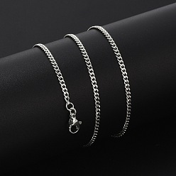 Платина Латунные цепочки панцирного плетения ожерелья для женщин, 304 из нержавеющей стали застежкой омар, стойки покрытие, без свинца и без кадмия, долговечный, платина, 17.72 дюйм (45 см)