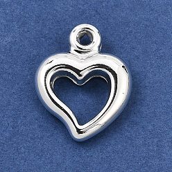 Heart Plating Acrylic Pendants, Silver, Heart Charms, 19x15x4mm, Hole: 1.6mm