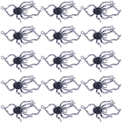 Платина 20шт. сплав черного стекла соединительные подвески, ссылки паука, платина, 18x36x6 мм, отверстие : 1.4 мм