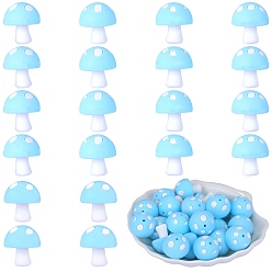 Светло-голубой 20шт грибные силиконовые фокусные бусины, изготовление ожерелий diy, светло-голубой, 18 мм, отверстие : 2 мм