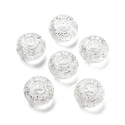 Прозрачный Прозрачного акрилового Европейский бисером, бусины с большим отверстием, с блеском порошков, рондель, прозрачные, 14x8.5 мм, отверстие : 5.5 мм, Около 537 шт / 500 г
